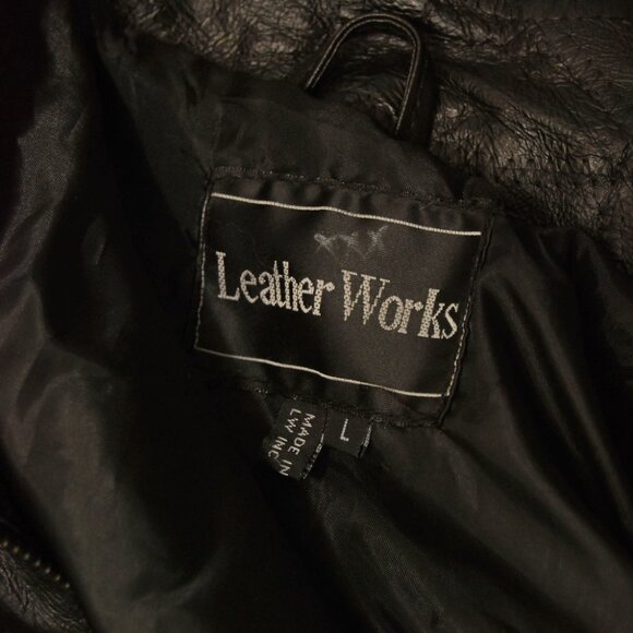 90s Textured Leather Jacket (L) large black vintage patchwork bomber moto goth - Picture 9 of 9